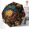 Sun MandalaThemed Automatic Opening and Closing umbrella - 8 Ribs, Suitable for Leisure and Going Out, Outdoor Accessory, Gothic Style, Fash