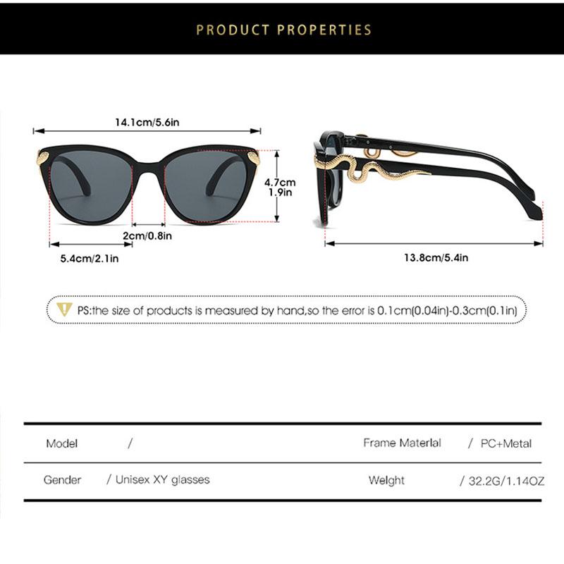 Vintage Y2K Cat Eye Gold Snake Sunglasses Women Men Punk Sexy Luxury Designer Shades UV400