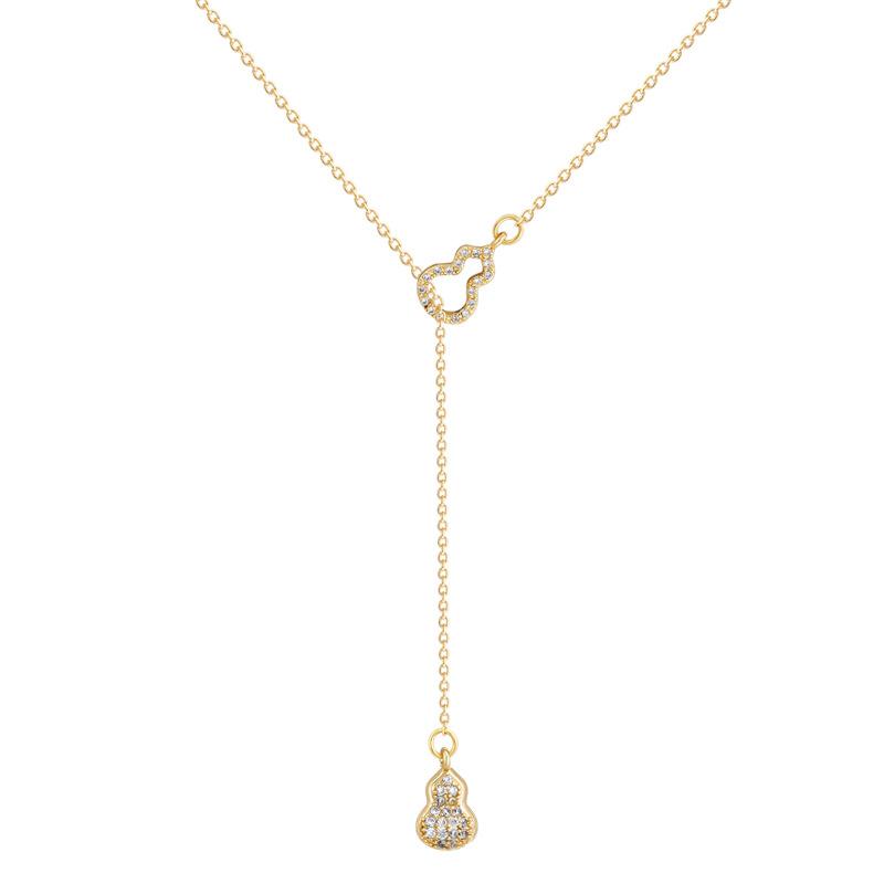 Fashionable Zircon Micro-Set Gourd Pendant Necklace Elegant And Versatile Light Luxury Jewelry