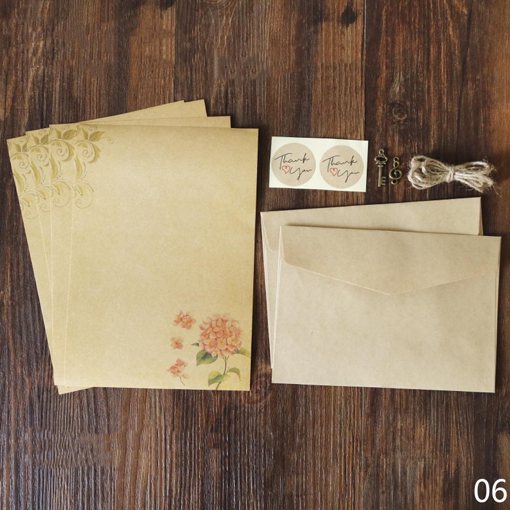 

Винтажный крафт-конверт, набор бумаги для писем, День святого Валентина, любовное письмо, приглашение, конверты, писчая бумага с веревочными аксессуарами 06