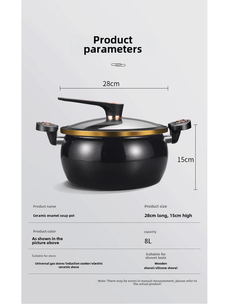 Nueva olla multifuncional de cerámica esmaltada para sopa: Olla de micropresión de gran capacidad para estofado y estofado para uso doméstico