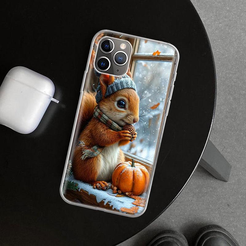 Animal Squirrel Phone Case Cover for iPhone 11 12 13 Mini 14 15 Plus 16 Pro Max 17 Air 7 8 + SE Art Customized Fundas 11 12 13 M