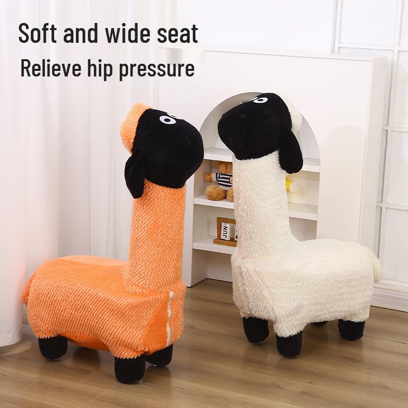 Alpaca Doll Stool with Wheels: Children's Living Room & Shoe Changing Seat