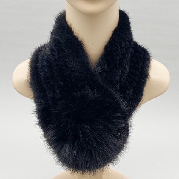 

Женский шарф Шарф из натурального меха норки Зимние женские теплые шали Стильный однотонный вязаный шарф-манишка 62смx10см
