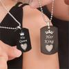 Collana con Ciondolo a Forma di Cuore d'Amore Luminoso in Acciaio Inossidabile, Corona 'Il Suo Re & La Sua Regina', per Donna, Coppia, Gioielli, Regali