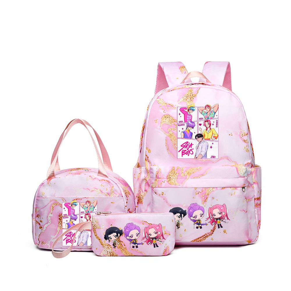 Kpop Witch Hunter Backpack Lunch Bag Pencil Case Set Student Animation Fashion School Bag Pencil Case Lunch Bag