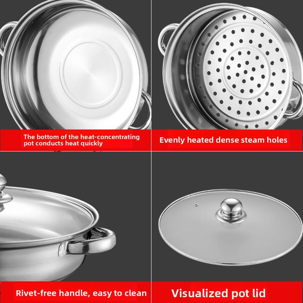 Stainless Steel Stainless Steel Steamer Fish/Soup/Hot Pot Double Boilers Steaming Cookware  Stews
