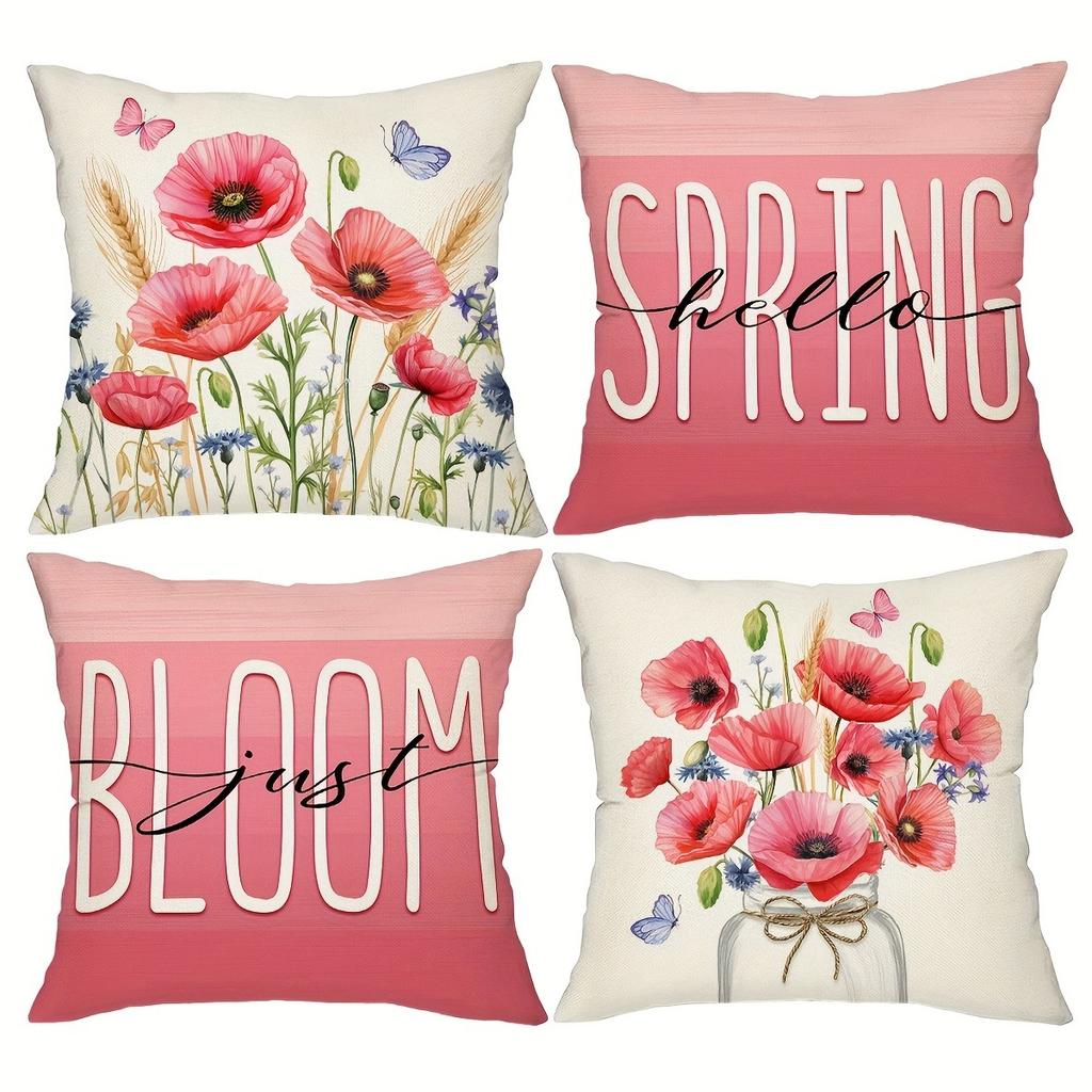 Simple Red Print Pattern Home Decor Pillowcase Bedroom Living Room Sofa Decoration Polyester Cushion Cover with Zipper