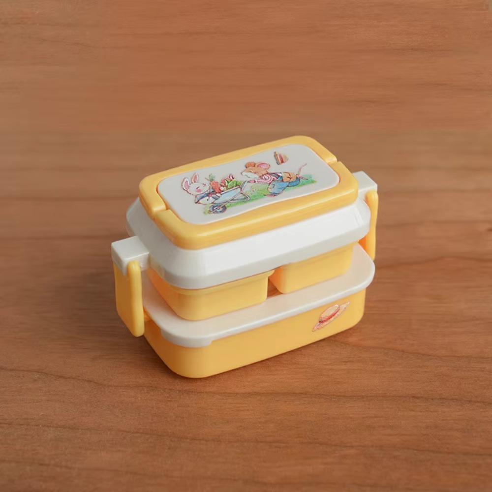 

Food Kitchen Dollhouse Lunch Box Lifelike Design Mini Storage Box Miniature Picnic Box Blyth Ob11 жовтий