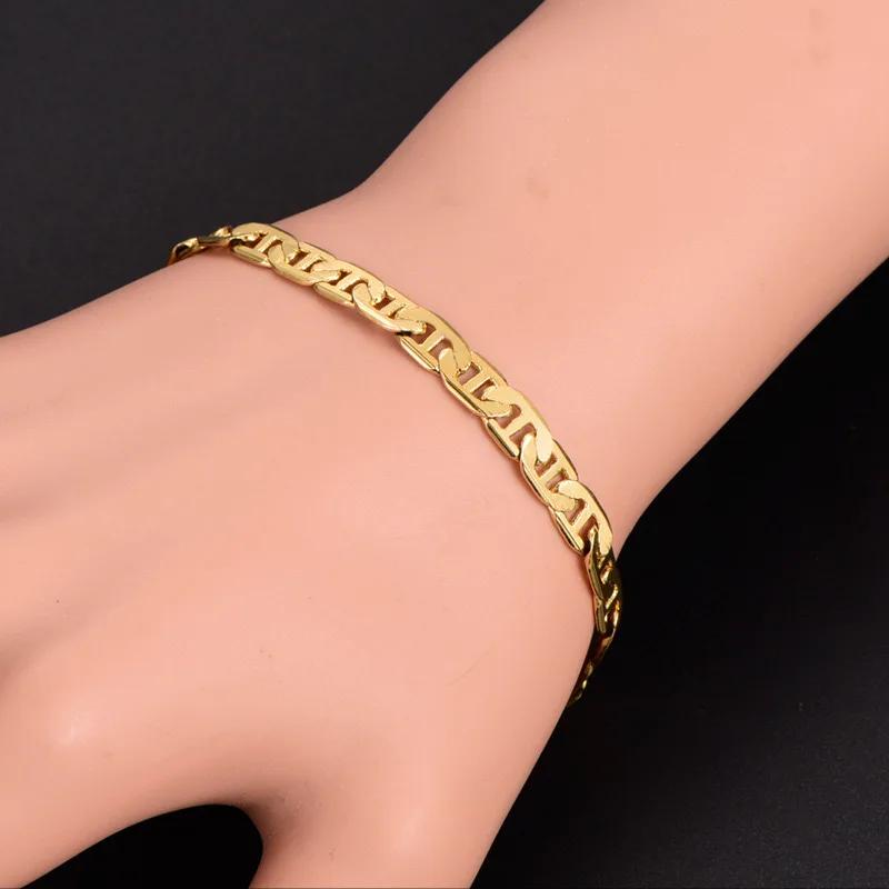 925 Sterling Copper Necklace 6mm Flat Day Chain Necklace Bracelet Zircon Gifts for Men and Women 20cm/45-60cm 18K Gold