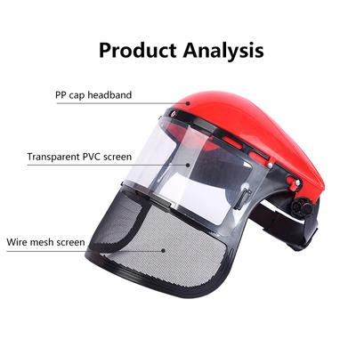 Safety Head-Mounted Pvc Protective Mask Anti Splashing Grass Anti Dust Mask For Cutting Hat Avoid Face Screen Protection Mask