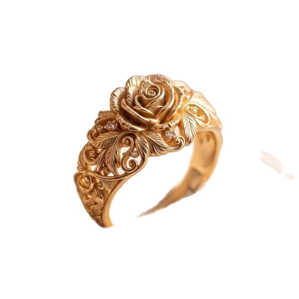 Bright Flower Rings for Party Exquisite Charming Gold Color Women Accessory Glamorous Gorgeous Chic Wedding Party Jewelry