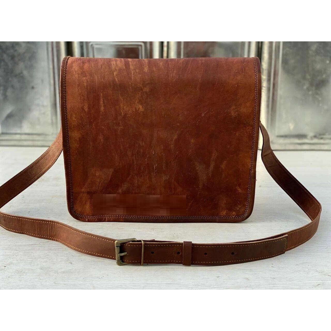 

Vintage Leather Messenger Shoulder Laptop Bag Briefcase Men 16 x 12 x 5 in