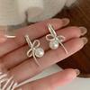 Elegant Butterfly Knot Earring Stylish Asymmetric Pearl Ear Piercing Ear Pendant Jewelry Ear Buckle Jewelry Accessories