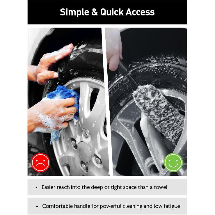 Fantasticlean 6PCS Car Wheel Cleaning Pro Kit, Tire Brush, Soft-Bristled Rim Brush, Microfiber Bendable Brush, Double-Ended Detailing Brush, And