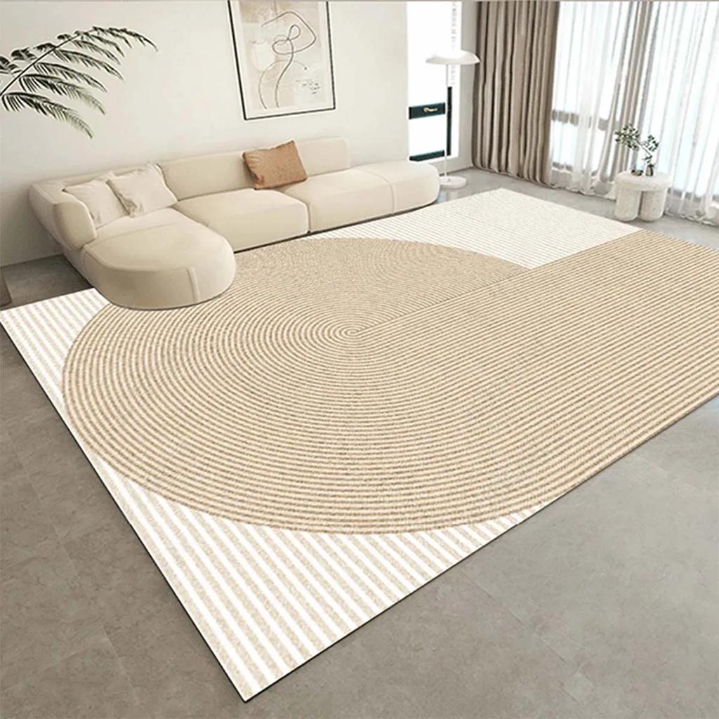 Cream Beige Striped Carpet for Living Room Big Size Non-slip Floor Mats Machine Washable Area Rugs Home Bedroom Soft Plush Rug