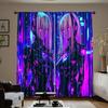 2pc Cyberpunk Anime Curtains – Neon Futuristic Design   Rod Pocket for Living Room   Bedroom & Office (Rod Not Included)