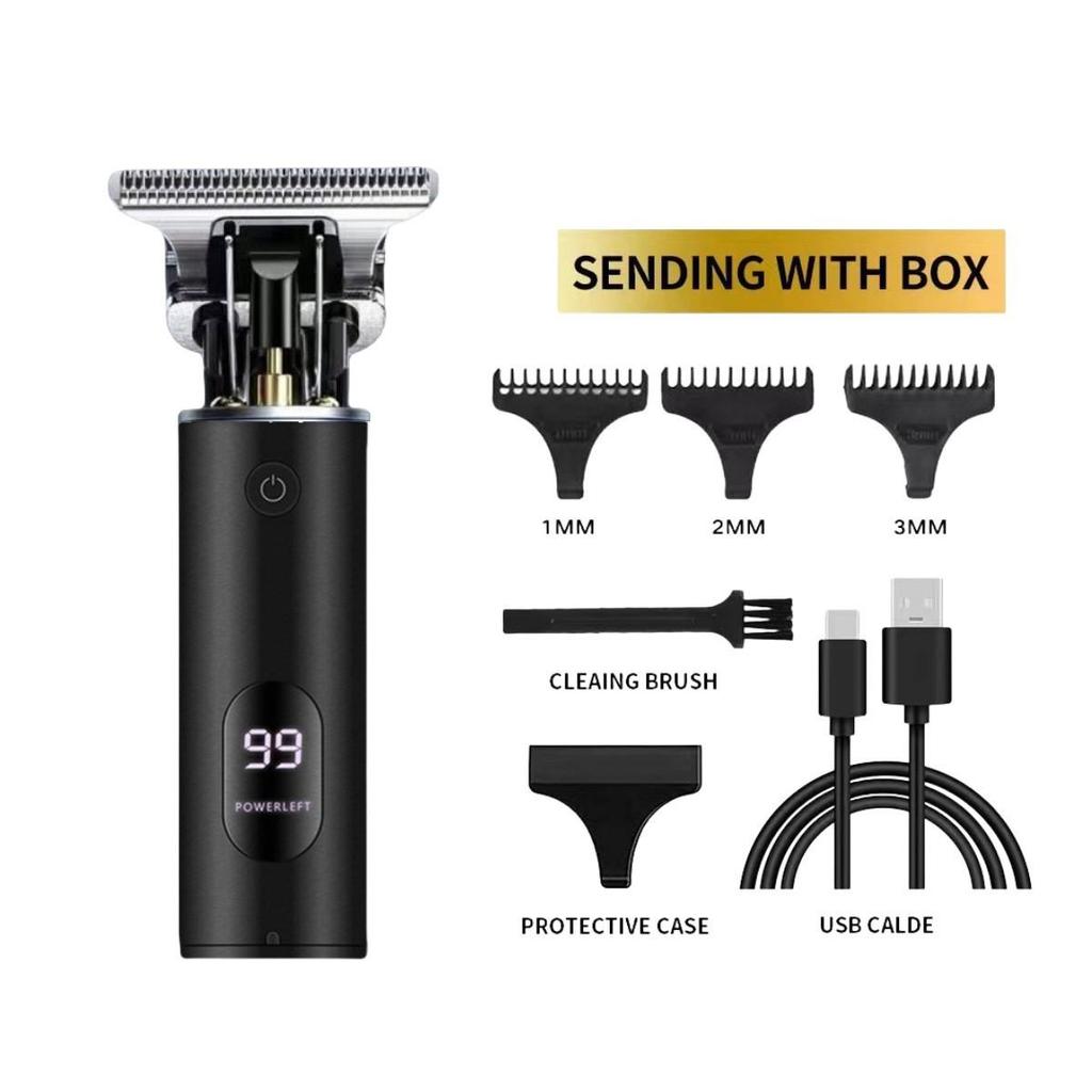 Professional Electric Hair Clipper for Barbers & Home: Precision Carving, Slicked Back Styles, Bald Head Trim.