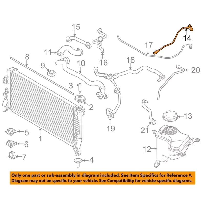 Kühlwasserschlauch für F39 F45 F46 F48 F49 F52 17127617366 Sekundärbehälter zu Wassertanks Auspuffrohr Ersatzteil