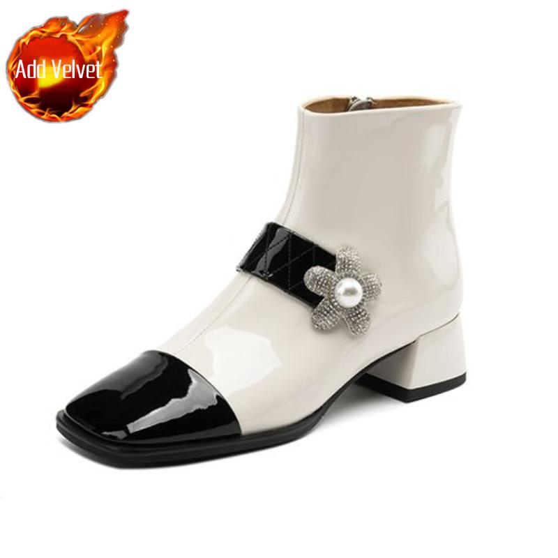 Fashion Booties European and American Style Chunky Heel Female Short Shoes Flower Autumn New In On Offer Trend 2025 Women's Ankle Boots