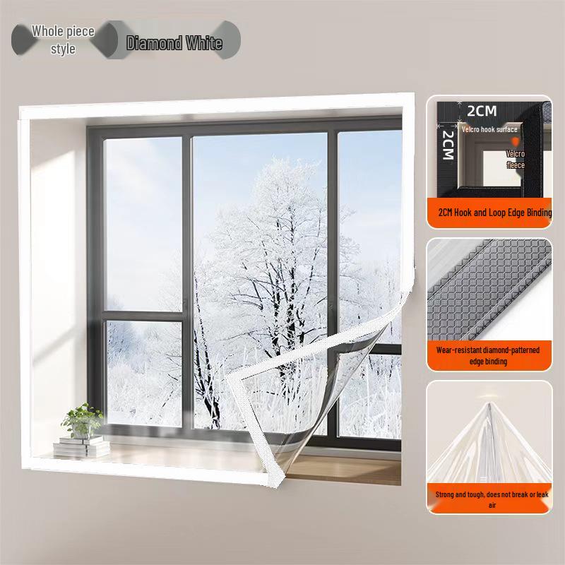 Windproof Transparent Insulation Film for Doors & Windows - No-Drill Seal, Cold Protection, Anti-Freezing Curtain