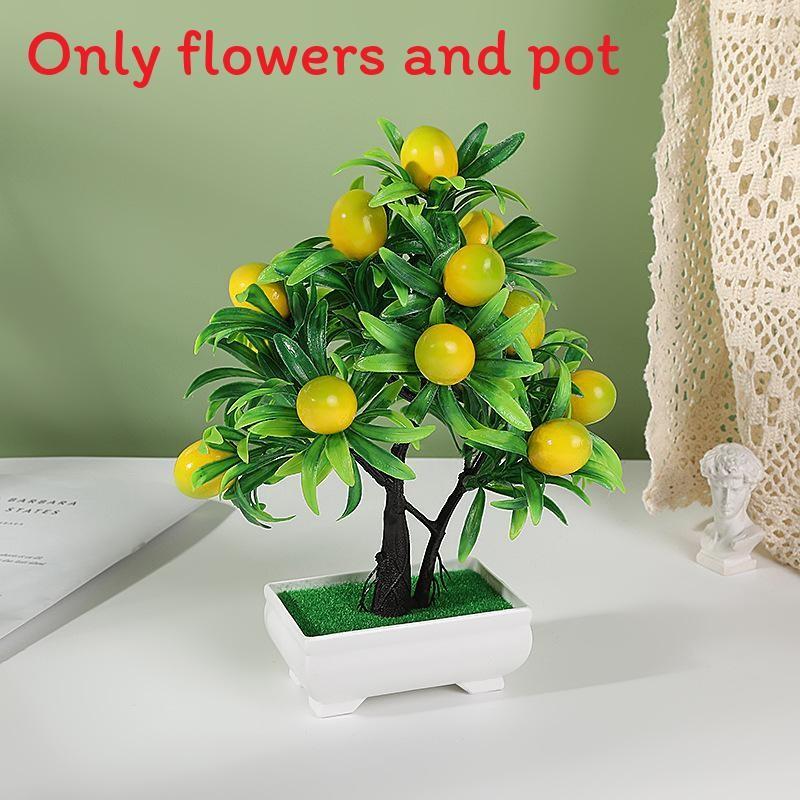 Peach Lemon Simulated Orange Pomegranate Tree Artificial Plant Potted