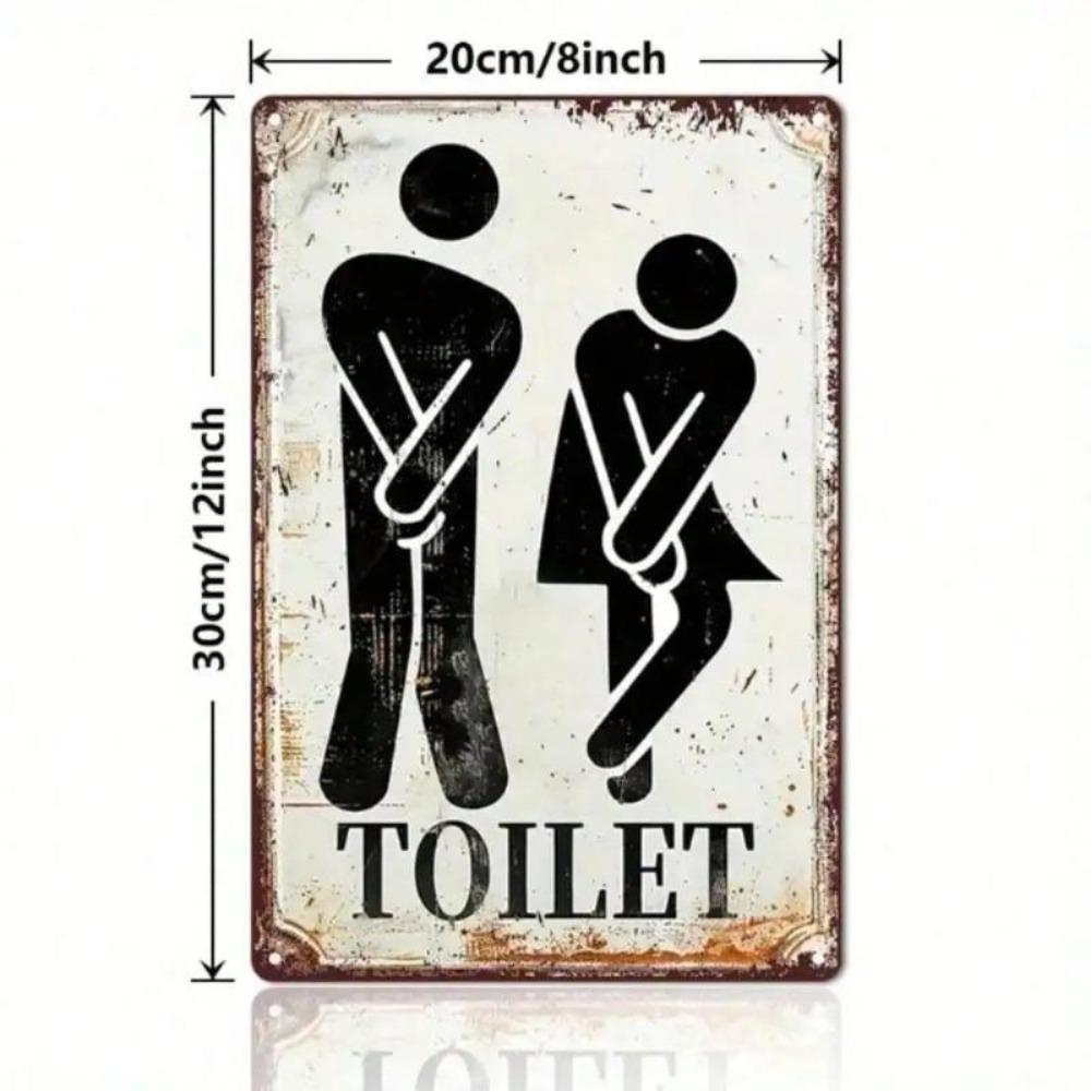 Vintage Tin Art Sign Bathroom Humor Man Cave Office Toilet Decor
