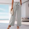 Women's High-Waisted Wide Leg Pants with Pockets - Color Casual Loose Fit Trousers for Daily Wear