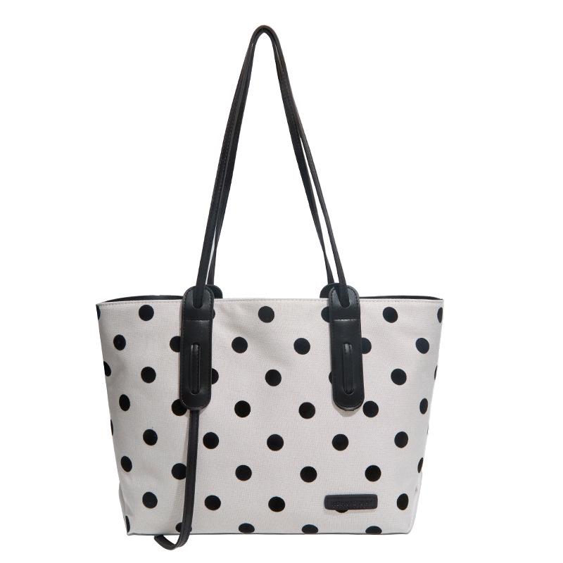 2026 Women's Korean Style Polka Dot Large Tote Bag – Versatile Commute Shoulder Handbag with Spacious Capacity
