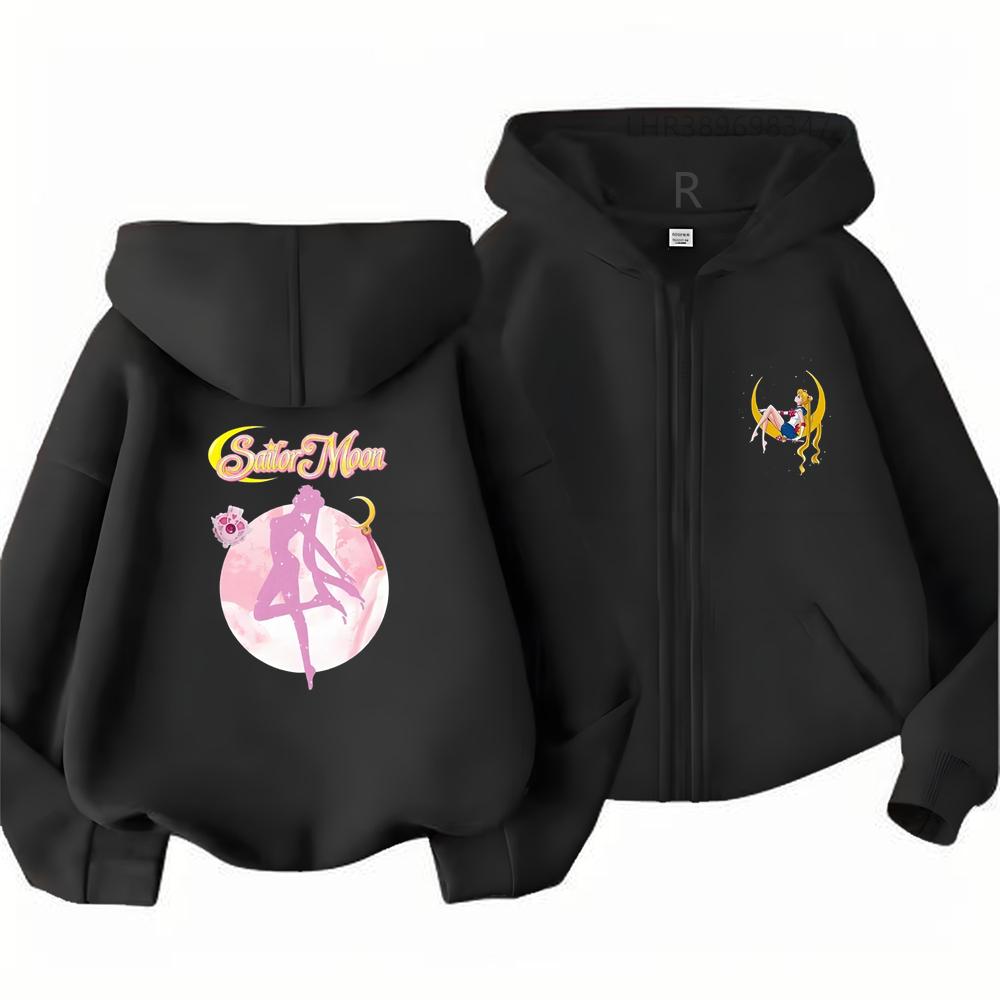 Sailor Moon Autunnale Stile Zip Ragazza Viola Rosa Top Felpa Bambini con Zip Cappotto Ragazzo Felpe Bambino