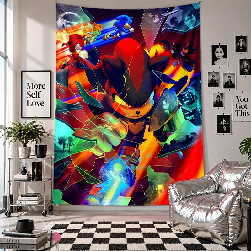 Wall TapestrySonic the Hedgehog Art Hanging Cloth Decorative Background Cover for Room Decoration