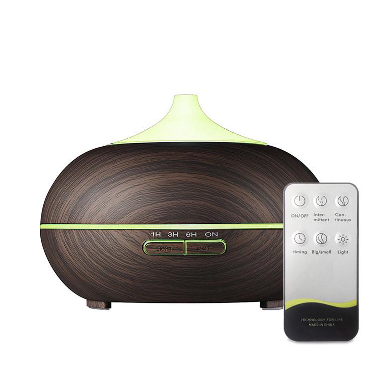 Ultrasonic Wood Grain Aroma Diffuser with Remote & 7-Color LED for Bedroom