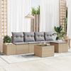 VidaXL 6-Piece Garden Sofa Set with Cushions Black Poly Rattan 3347030