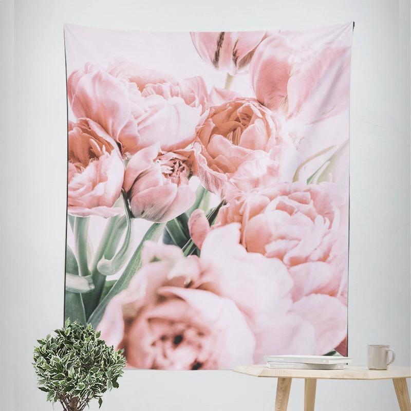 Pink Flower Bouquet Decorative Tapestry Home Wall Decor Office Living Room Tapestry