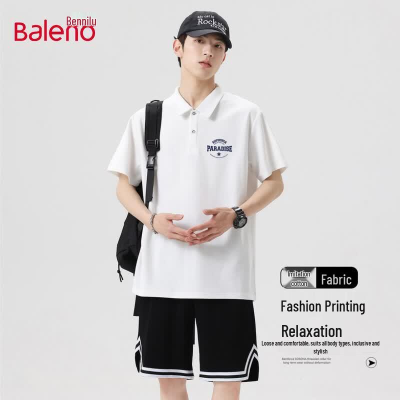 Baleno Men s Casual Letter Print Polo Shirt S