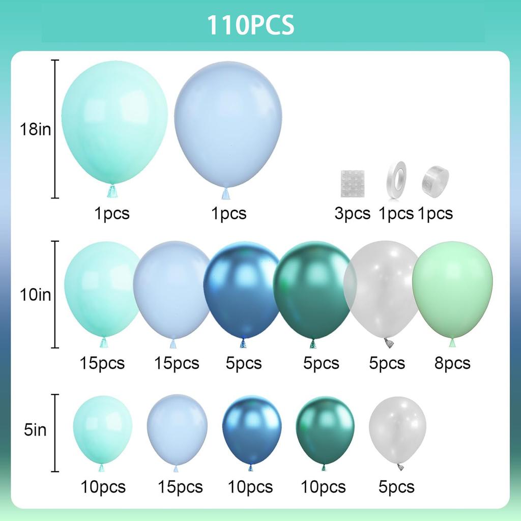 Under The Sea Balloon Arch Light Blue Lime Green Mint Green Balloon Garland Ocean Theme Birthday Party Christening Decoration