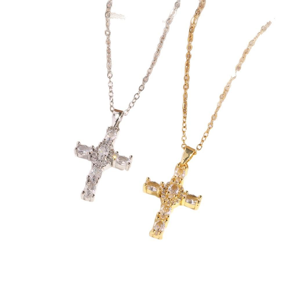 Vintage Cross Necklace For Women Titanium Steel Simple Elegant Fashion Pendant