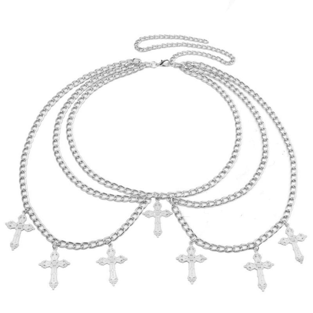 Temperament Hollowing  Cross Waist Chain Hottie Multi-layer Waist Chain  Women