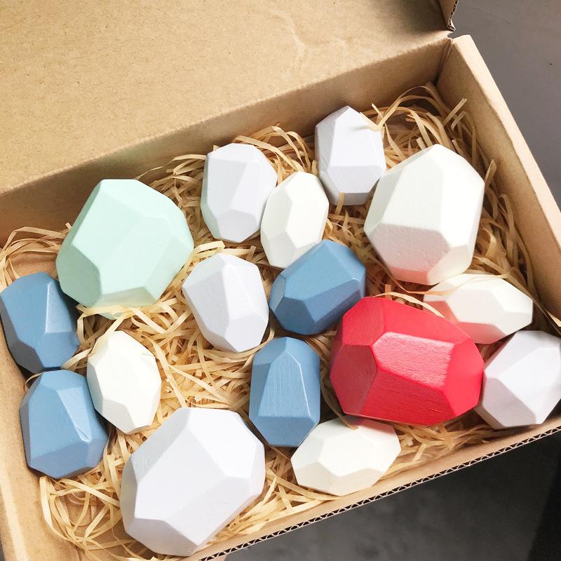 Wczesnoszkolna edukacja drewniane układane kamienie kolorowe kamienie układane muzyka Montessori tęcza płaskie poziome klocki edukacyjne zabawki