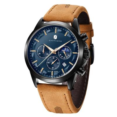 Pánske quartzové hodinky SAPPHERO, Analógové hodinky, Vodotesné do 100M, Elegantný darček pre mužov