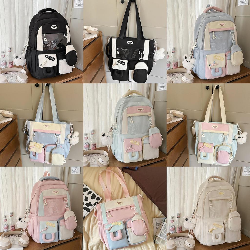 Sweet Girl Backpack With Fabric For School Use