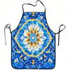 1 Blue Apron Featuring a Floral Mandala Pattern, Made of Durable and Easy-to-clean Polyester with an Adjustable Waistband. Suitable for Kitchen Cookin