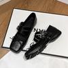 Cowhide Version~ Spring Flat Bottom Shallow Mouth Bow Single Shoes Niche Old Ballet Mary Jane Shoes Women