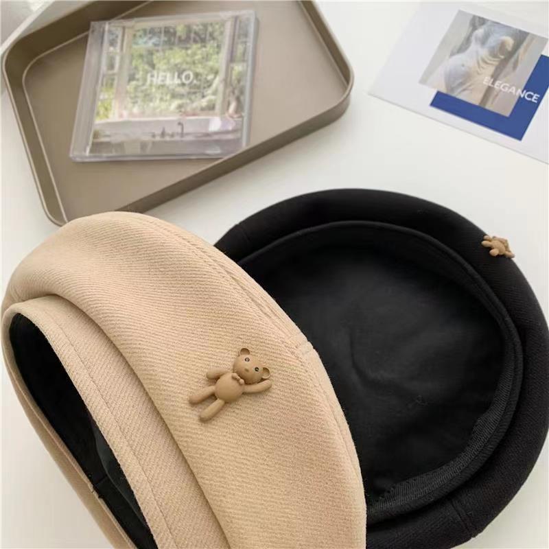 Béret Rétro Mode Mignon Dessin Animé Féminin Coréen Style Peintre Doux Chapeau Femme Chapeau Mignon à Languette de Canard Casquettes Décontractées Tendance Nouveau