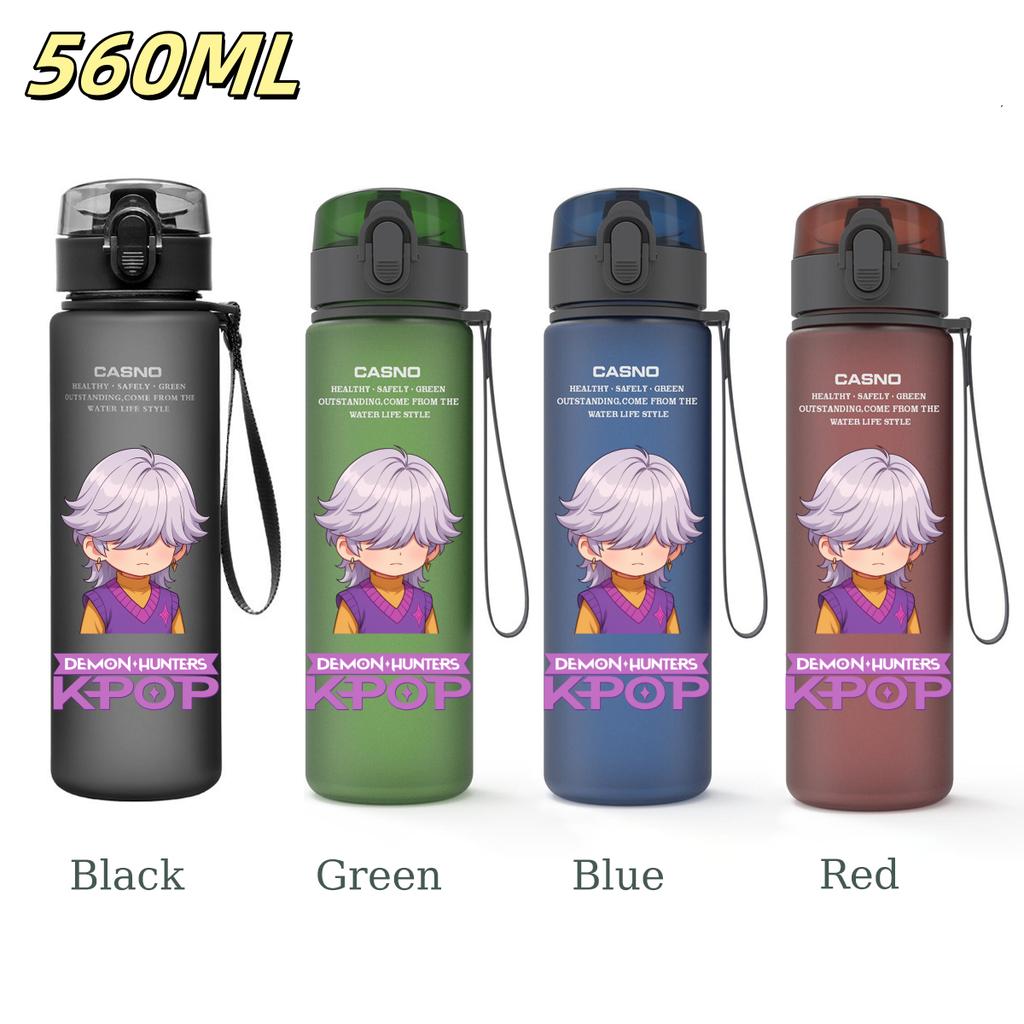 560ML KPop Demon Hunters Plastic Cartoon Pattern Water Cup Tall Superior Quality Children Outdoor Sports Drinking Water Bottle Birth Date Present