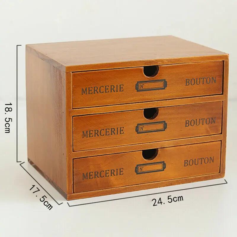 Ретро деревянный ящик для хранения вещей офисный настольный шкаф для хранения вещей ящик для хранения ювелирных изделий косметический органайзер коробка для отделки всякой всячины 5909₽