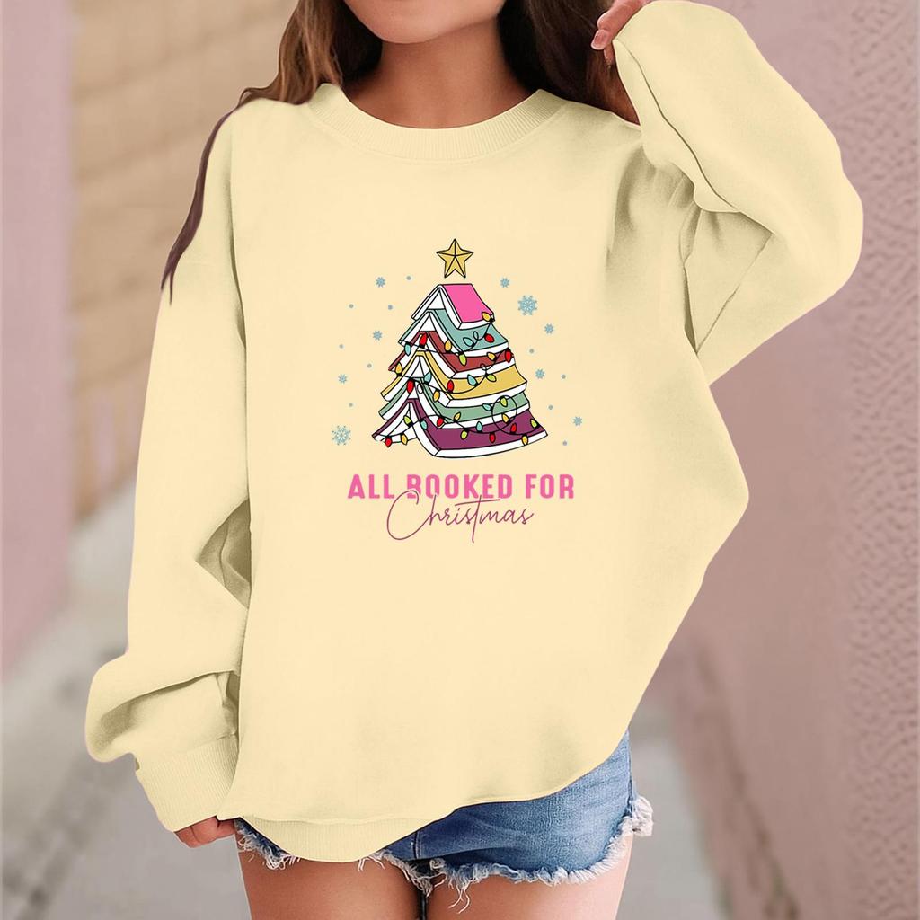 Children's Fashionable Casual Long-sleeved Loose Christmas Print Pullover Sweatshirt