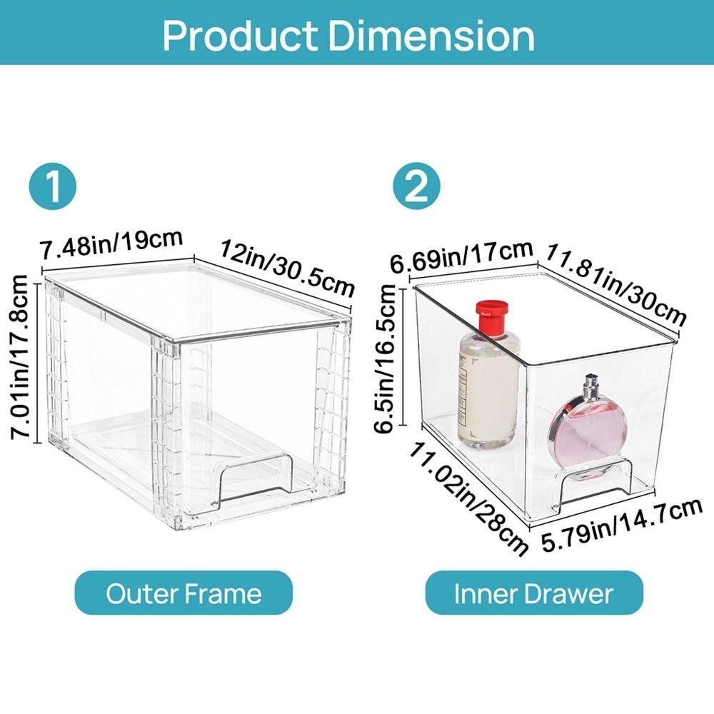 1/2pcs Plastic Stackable Storage Drawers 12 Inch Desktop Storage Box Spice Organizer  Kitchen