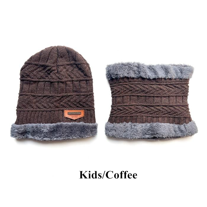 2026 New TW DDA558 Velvet Lined Thicken Ski Skull Caps Men Kids Winter Hat Scarf Set Neck Warmer Wool Knitted Beanie Hats