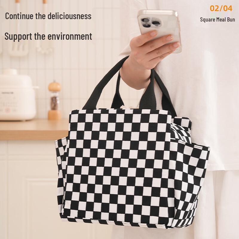OLOEY Corduroy Checkerboard Insulated Lunch Bag